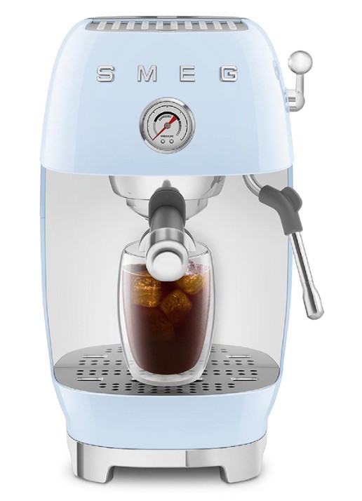 SMEG 50's Style handmatige espressomachine ECF03 - detail lichtblauw