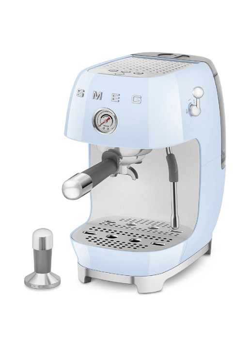 SMEG 50's Style handmatige espressomachine ECF03 - voorkant 3 lichtblauw