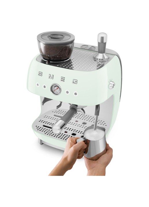 SMEG 50's Style handmatige espressomachine EGF03PGEU - voorkant 4 watergroen