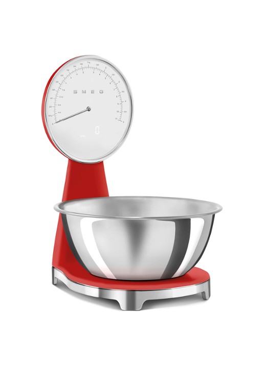 SMEG Digitale analoog keukenweegschaal - voorkant 5 rood