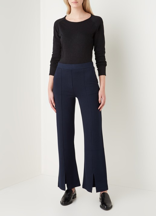 Smith & Soul High waist flared fit broek met splitten en steekzakken - voorkant 3 donkerblauw