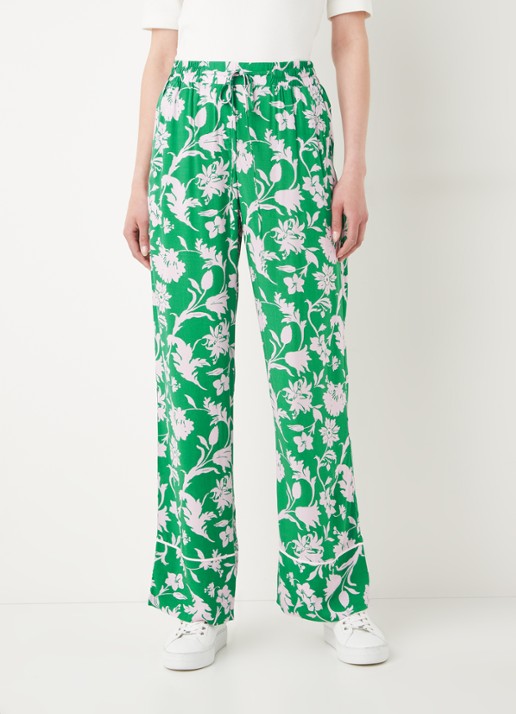 Smith & Soul High waist loose fit pantalon met bloemenprint - detail groen