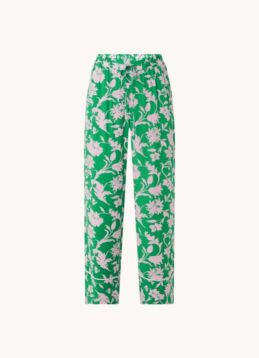 Smith & Soul High waist loose fit pantalon met bloemenprint - voorkant 3 groen