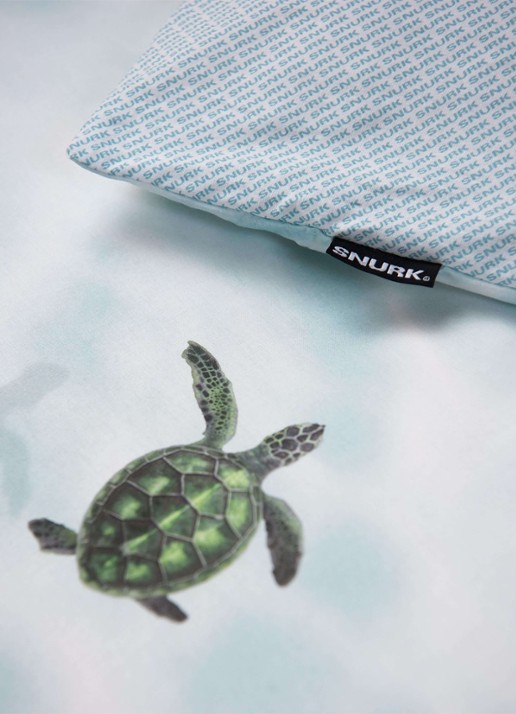 Snurk Sea Turtles dekbedovertrek van  katoen - inclusief kussensloop - detail lichtblauw