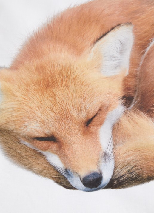 Snurk Sleeping Fox dekbedovertrekset van  katoen perkal 160TC - inclusief kussenslopen - detail wit