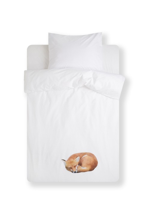 Snurk Sleeping Fox dekbedovertrekset van  katoen perkal 160TC - inclusief kussenslopen - voorkant 2 wit