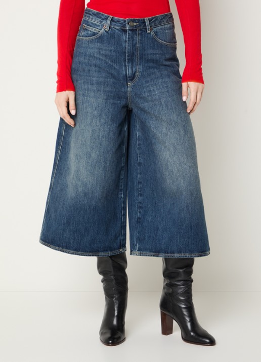 Soeur Joyce high waist wide leg culotte van denim met donkere wassing