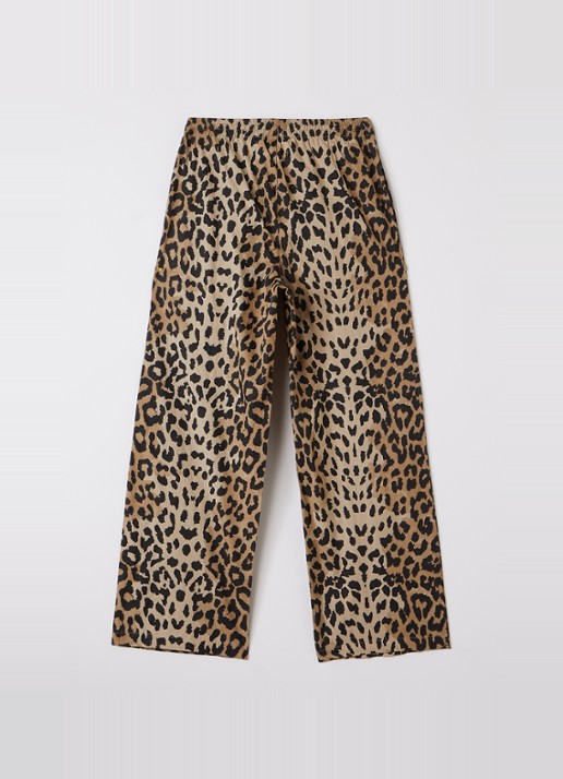 Sofie Schnoor Abigaile straight fit broek met panterprint  - voorkant 2 bruin