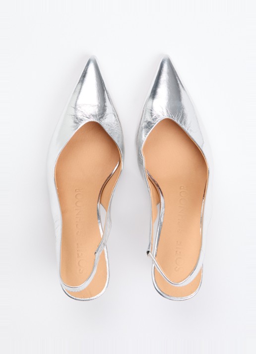 Sofie Schnoor Adelesw slingback van leer met metallic finish - detail 4 zilver