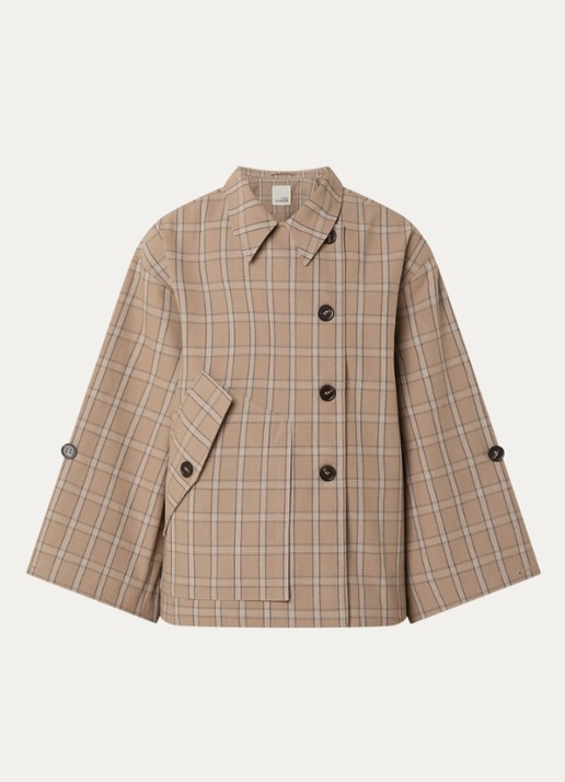 Sofie Schnoor Agatha asymmetrische trenchcoat met klepzak - voorkant 2 lichtbruin