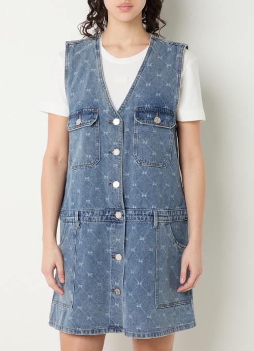 Sofie Schnoor Albertine mini denim jurk met ruitdessin