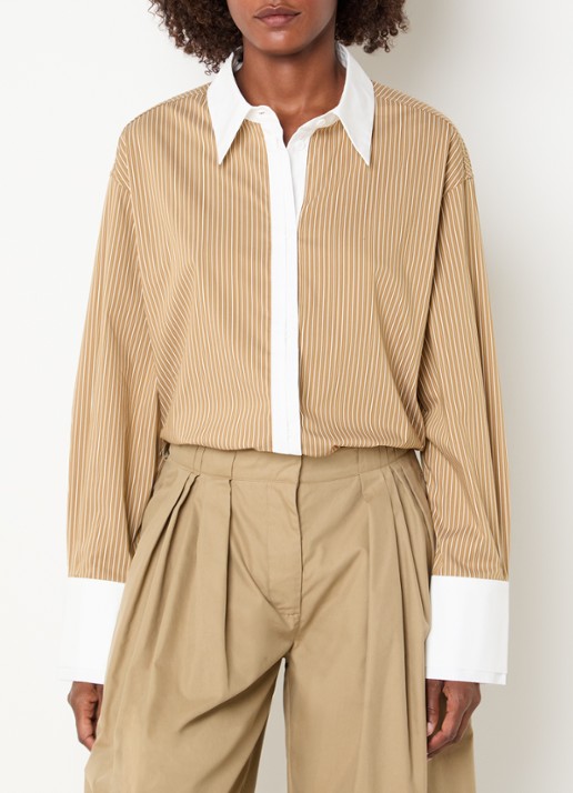 Sofie Schnoor Allisonsw oversized blouse met streepprint - detail 3 beige
