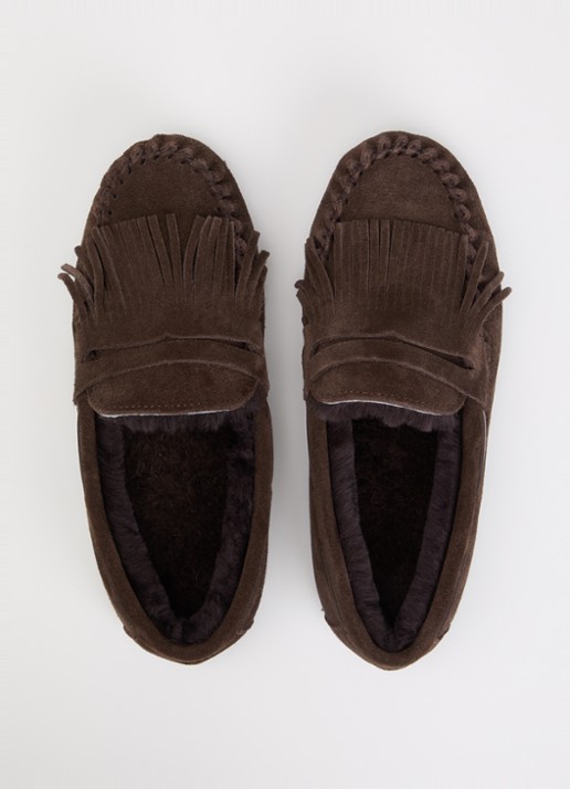 Sofie Schnoor Ammiesw pantoffel van suède met vacht - detail 4 donkerbruin