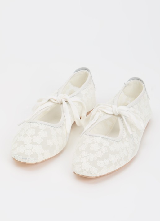 Sofie Schnoor Ballerina met leren details - detail 3 gebroken wit