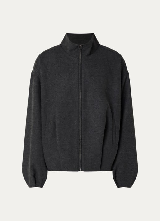 Sofie Schnoor Becky sweatvest met opstaande kraag - voorkant donkergrijs