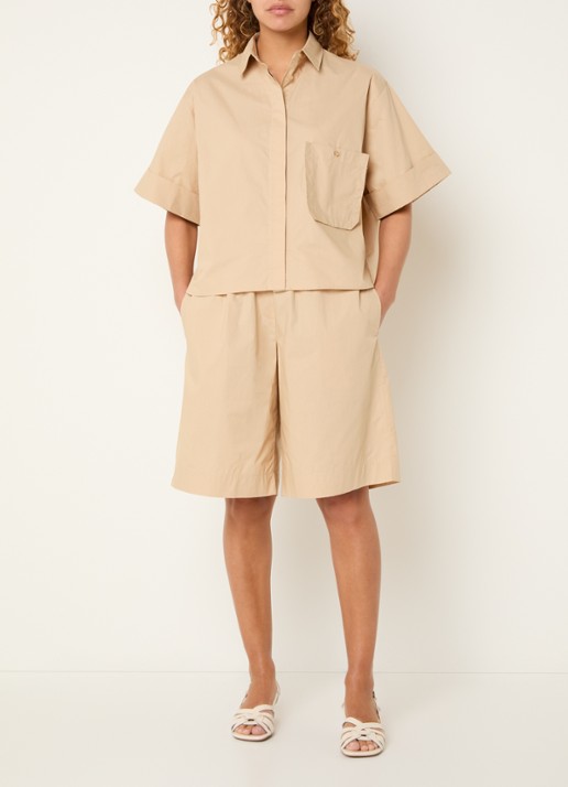 Sofie Schnoor Blairsw high waist wide fit culotte met steekzakken - voorkant 4 camel