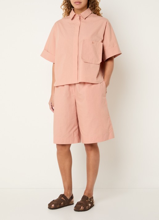 Sofie Schnoor Blairsw high waist wide fit culotte met steekzakken - voorkant 2 zalmroze