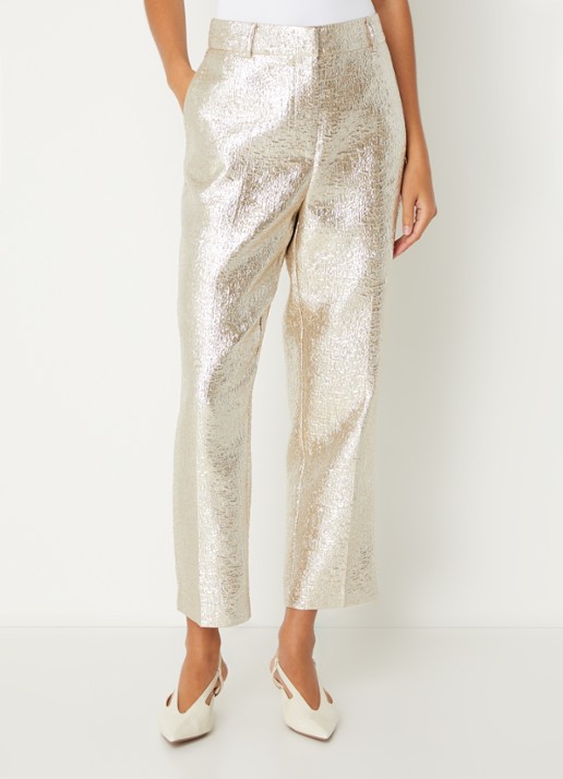 Sofie Schnoor Cordeilia high waist straight fit cropped pantalon met metallic finish