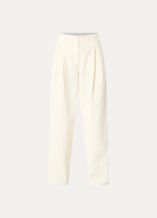 Sofie Schnoor Corlie high waist loose fit broek van corduroy - voorkant 3 gebroken wit