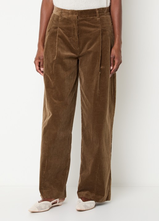 Sofie Schnoor Corlie high waist loose fit broek van corduroy - detail 4 bruin