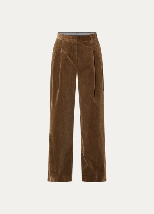 Sofie Schnoor Corlie high waist loose fit broek van corduroy - voorkant bruin