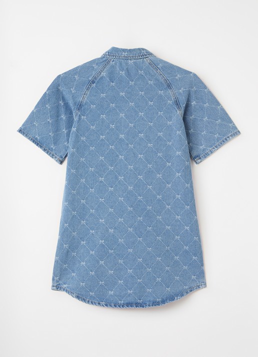 Sofie Schnoor Denim blousejurk met print - voorkant 2 blauw