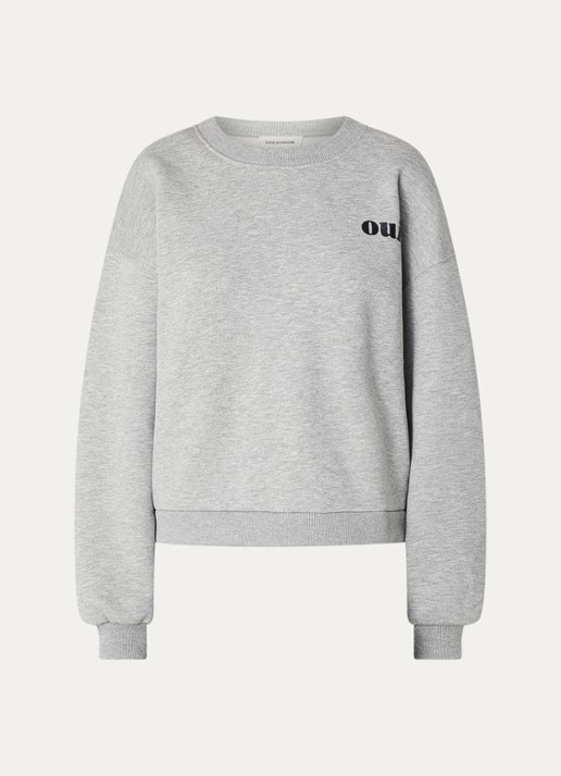 Sofie Schnoor Eli sweater met front- en backprint - voorkant grijsmele