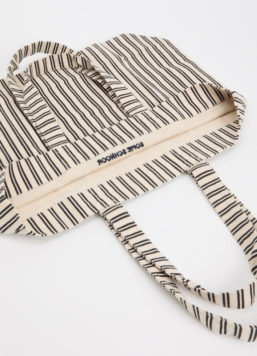 Sofie Schnoor Elin shopper van canvas met streepprint - detail 3 creme