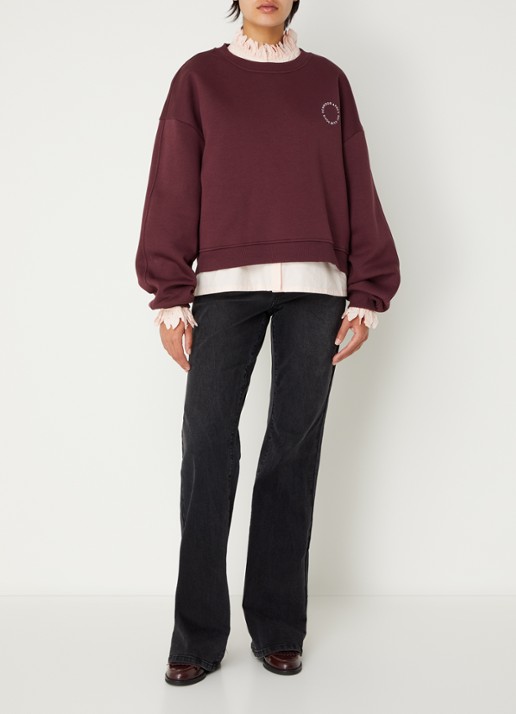 Sofie Schnoor Elin sweater met front- en backprint - voorkant 4 bordeauxrood