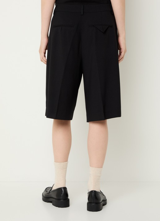 Sofie Schnoor Elsa high waist wide fit korte broek met steekzakken - achterkant 3 zwart