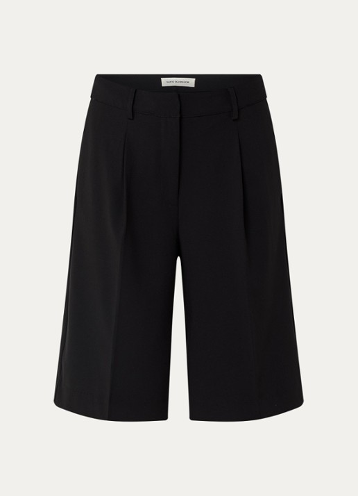 Sofie Schnoor Elsa high waist wide fit korte broek met steekzakken - voorkant zwart