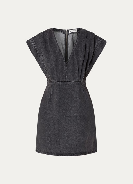 Sofie Schnoor Enya mini tuniekjurk van denim  - voorkant antraciet