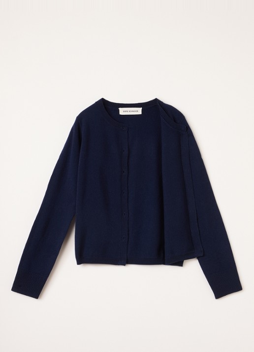 Sofie Schnoor Fijngebreid vest van wol - voorkant 3 donkerblauw