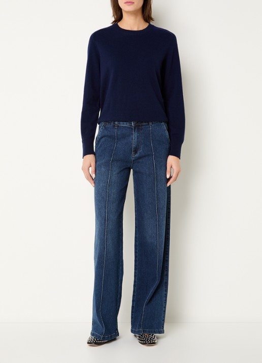 Sofie Schnoor Fijngebreide pullover met gemêleerd dessin - voorkant 4 donkerblauw