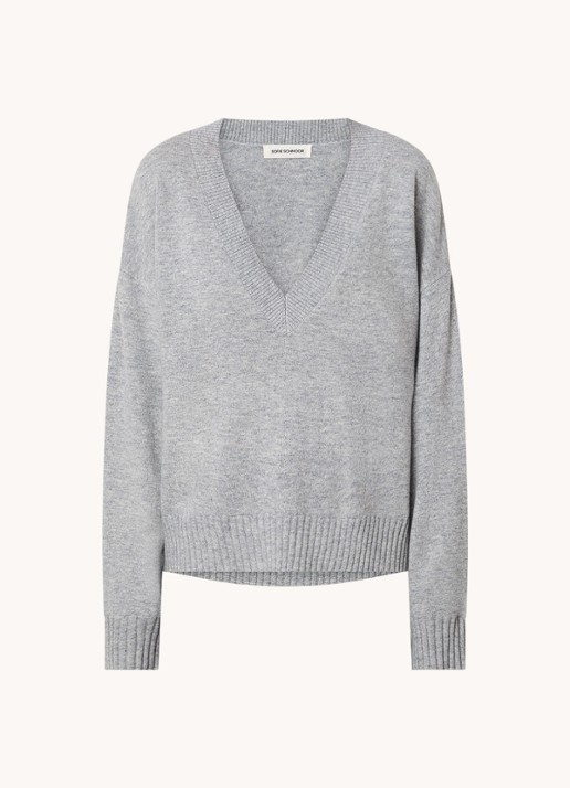 Sofie Schnoor Fijngebreide pullover van wol - voorkant 3 grijs