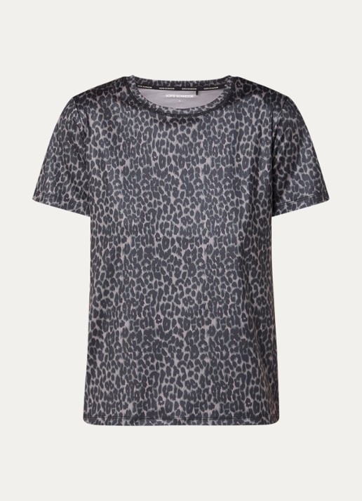 Sofie Schnoor Fiola trainings T-shirt met panterprint  - voorkant antraciet