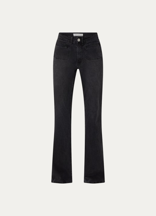 Sofie Schnoor Firenze high waist flared jeans met paspelzakken - voorkant 3 zwart