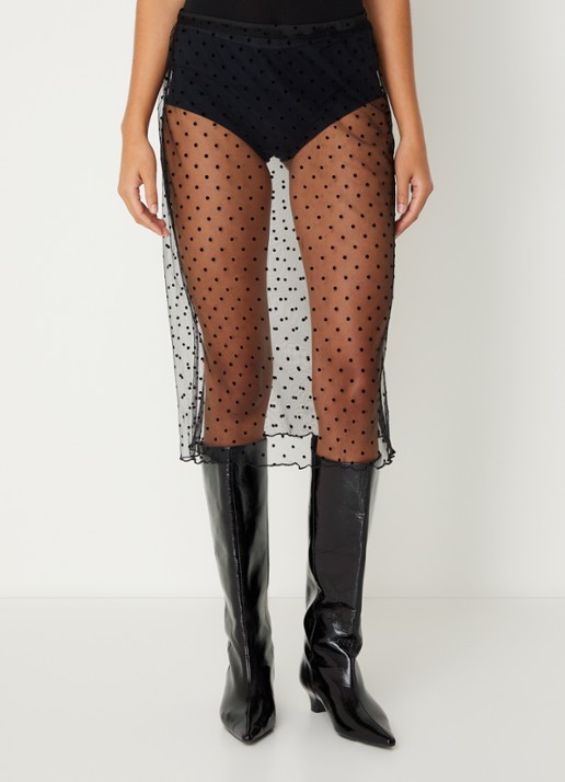 Sofie Schnoor France semi-transparante midi rok met stippenprint