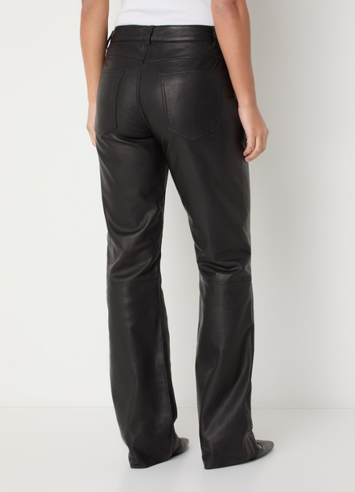 Sofie Schnoor Gatti high waist flared fit broek van imitatieleer - achterkant zwart