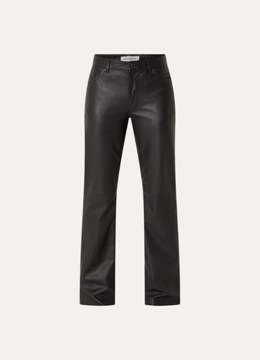 Sofie Schnoor Gatti high waist flared fit broek van imitatieleer - voorkant 2 zwart