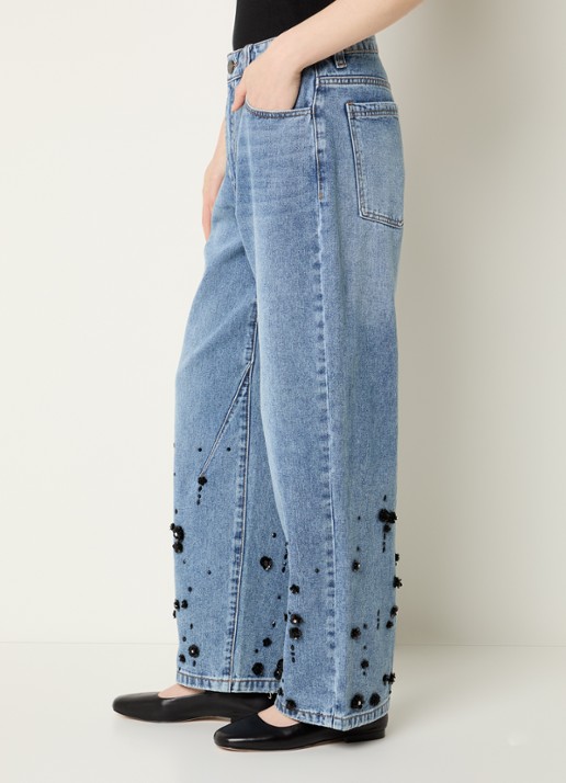 Sofie Schnoor Havanas low waist straight leg jeans met pailletten - detail 2 indigo