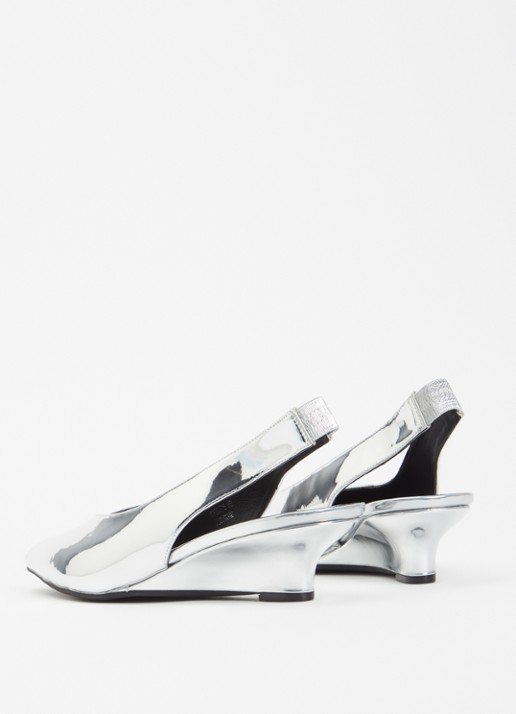 Sofie Schnoor Heldisw slingback van leer met metallic finish - achterkant zilver