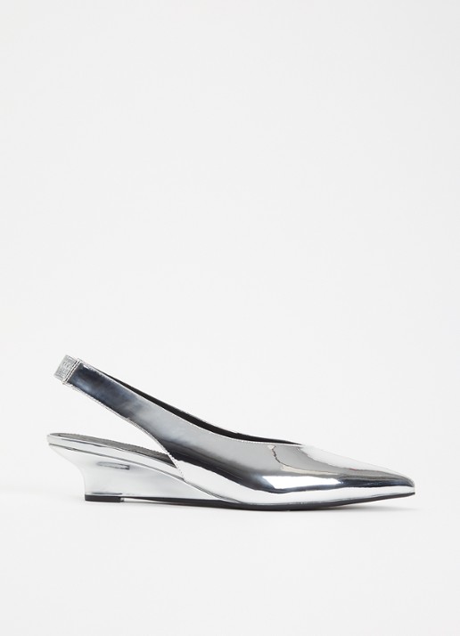 Sofie Schnoor Heldisw slingback van leer met metallic finish - voorkant 5 zilver