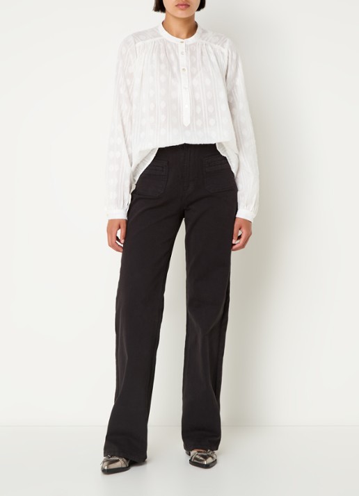 Sofie Schnoor High waist loose fit jeans met opgestikte zakken - voorkant 2 zwart