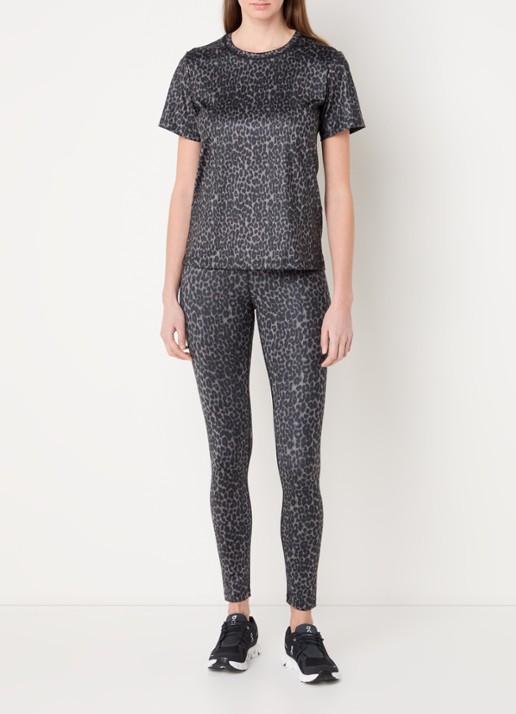 Sofie Schnoor High waist trainingslegging met panterprint  - voorkant 2 antraciet