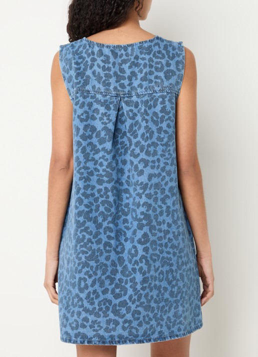 Sofie Schnoor Ingrid mini jurk van denim met panterprint - achterkant 5 indigo