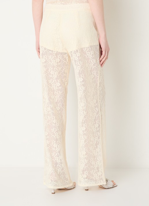 Sofie Schnoor Ivy high waist straight leg broek van crochet - achterkant gebroken wit