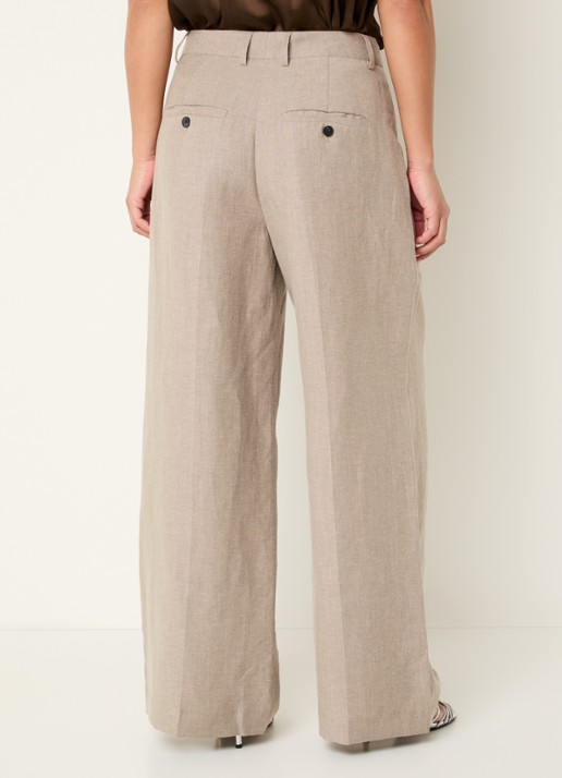 Sofie Schnoor Izrasw mid waist wide fit pantalon in linnenblend - achterkant 2 lichtbruin