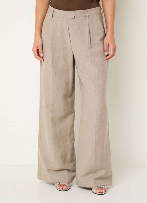 Sofie Schnoor Izrasw mid waist wide fit pantalon in linnenblend