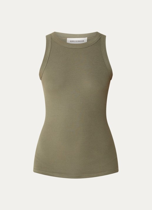 Sofie Schnoor Julliesw tanktop met ribstructuur - voorkant 3 legergroen